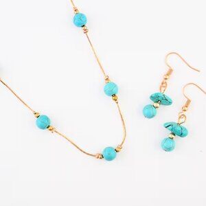 Howlite 21.60 ctw Necklace and Earrings 20 Inches